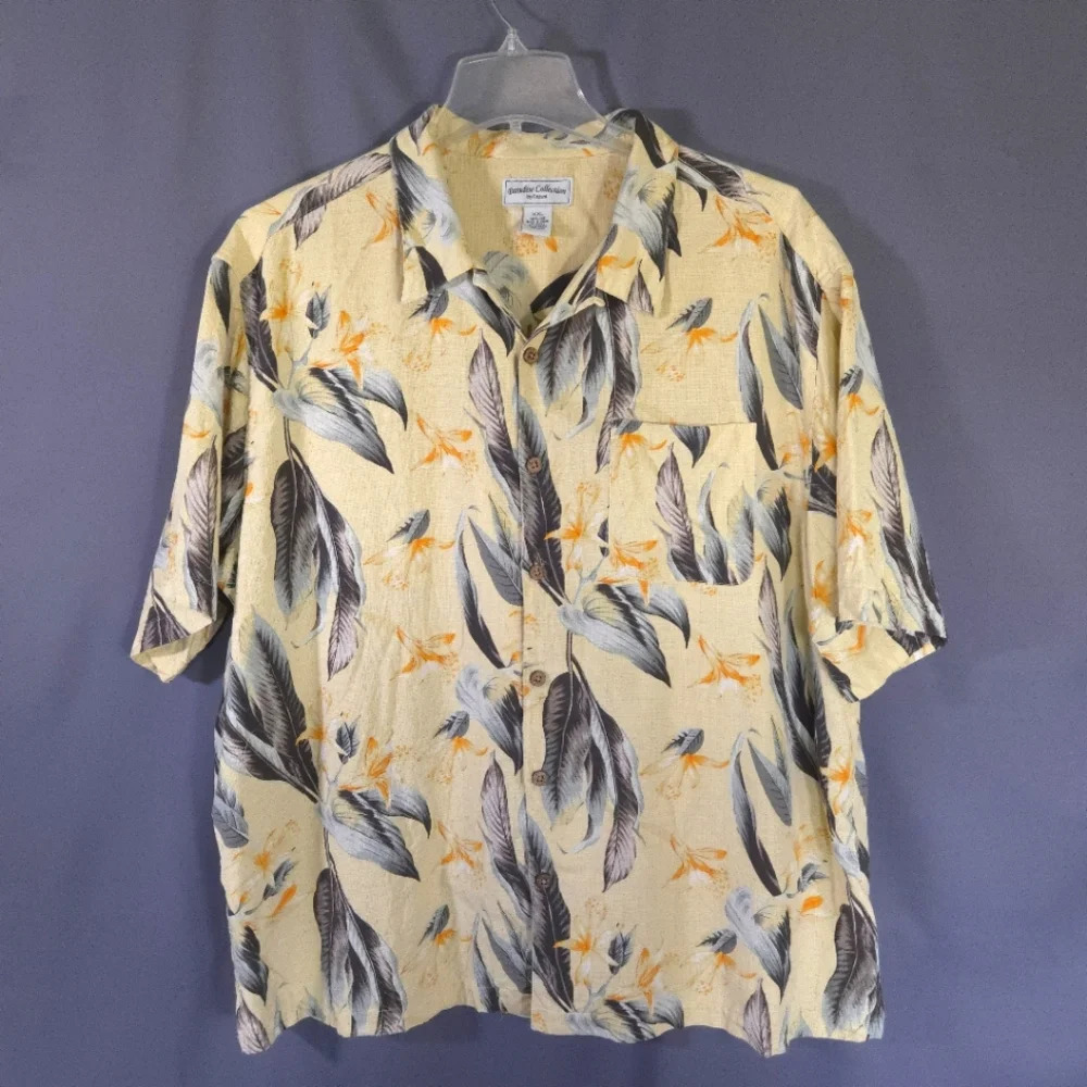 Paradise Collection by Cezani Button Down 100%‎ Silk Tropical Shirt Size XXL 90s